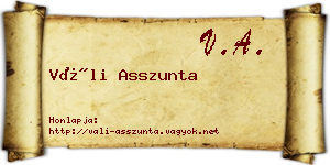 Váli Asszunta névjegykártya